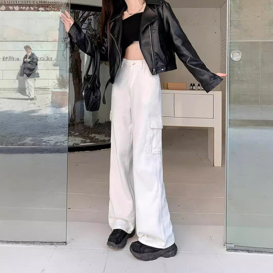 Damen Cargo-Hose mit weitem Bein und praktischen Taschen EB