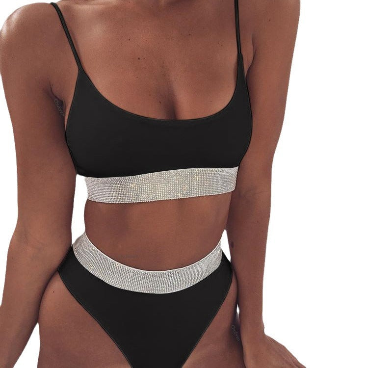 Damen Sportliches Bikini-Set mit hochgeschnittenem Unterteil und breitem elastischen Bund EB