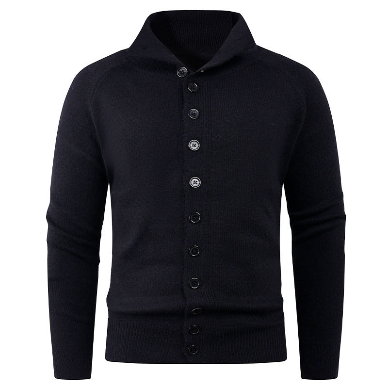 Herren Strickpullover mit hohem Kragen und Knopfverschluss EB