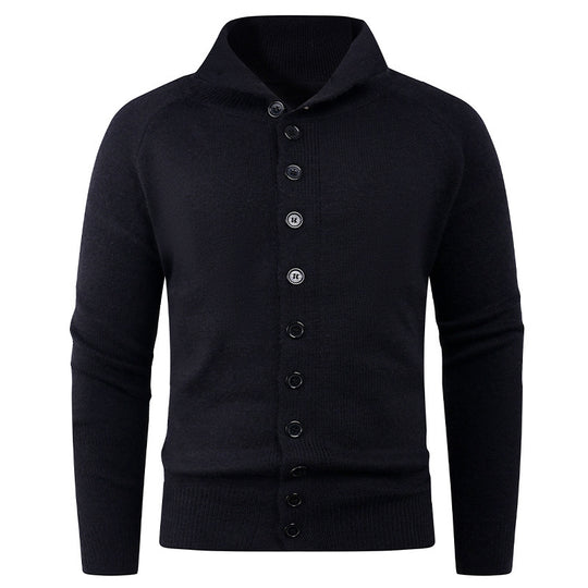 Herren Strickpullover mit hohem Kragen und Knopfverschluss EB