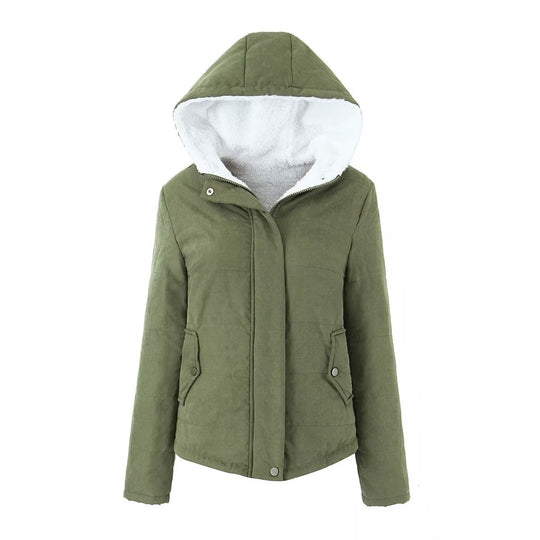 Damen Kapuzenjacke mit Teddyfutter und verdecktem Reißverschluss EB