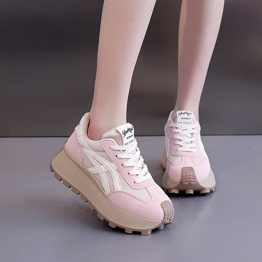 Damen Chunky Sneaker mit modischem Plateau und atmungsaktiver Mesh-Oberfläche EB