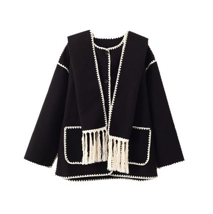 Damen Fransenjacke mit eleganter Saumverzierung EB