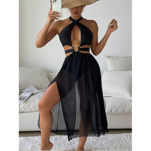 Damen Maxikleid mit Cut-Out-Details und elegantem Kreuzelement EB