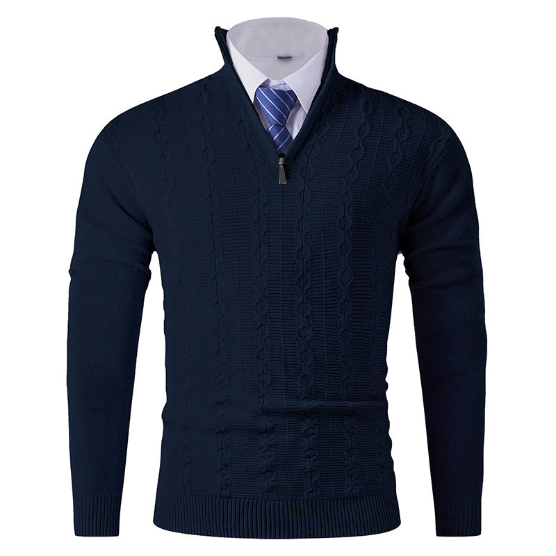 Herren modischer Rollkragenpullover mit strukturiertem Zopfdesign EB