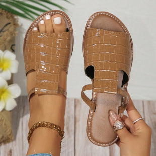 Damen Modische Sandalen mit Kroko-Prägung EB