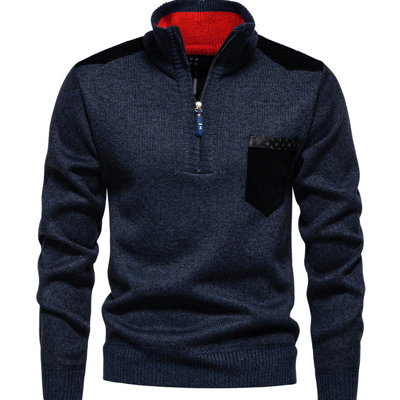 Herren Pullover mit halbhohem Kragen und modischen Akzenten EB