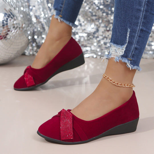 Damen modische und komfortable Ballerinas mit Glitzerelementen EB