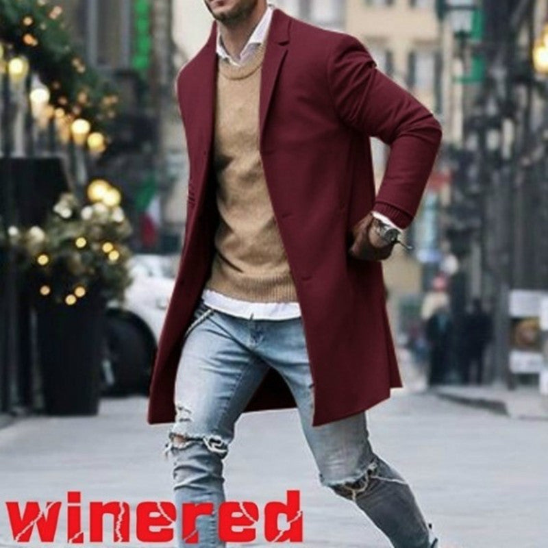 Herren eleganter und lässiger Langmantel aus hochwertigem Material EB