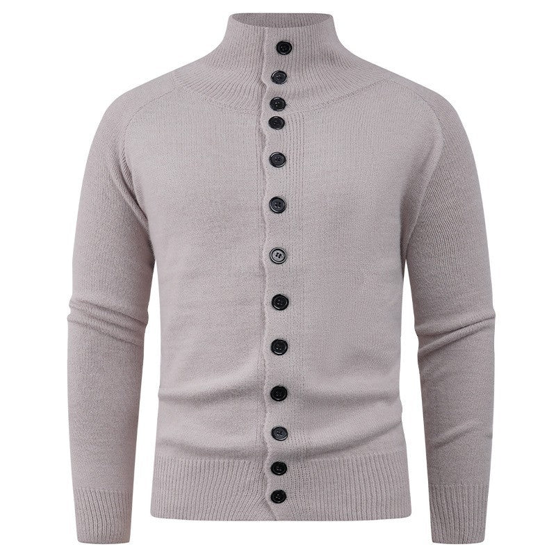 Herren Strickjacke mit modernem Stehkragen und Knopfverschluss EB