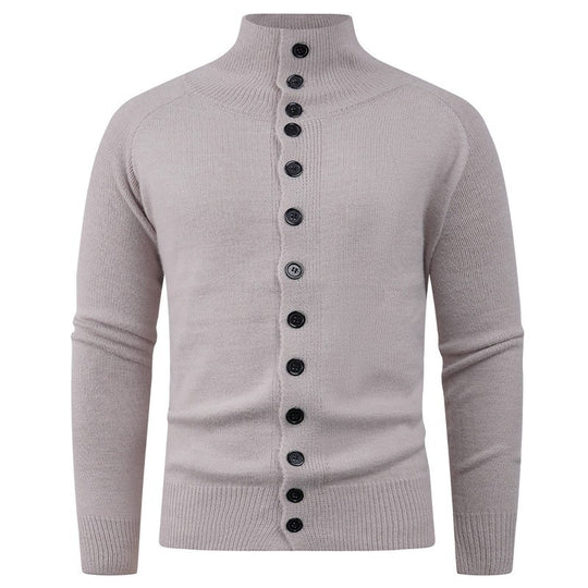 Herren Strickjacke mit modernem Stehkragen und Knopfverschluss EB