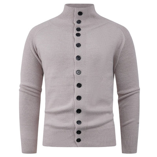 Herren Strickjacke mit modernem Stehkragen und Knopfverschluss EB