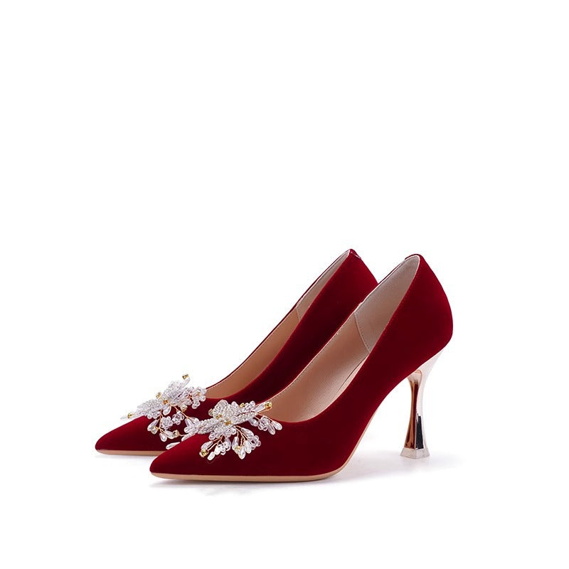 Damen Glamouröse Pumps mit funkelnden Applikationen und schickem Absatz EB