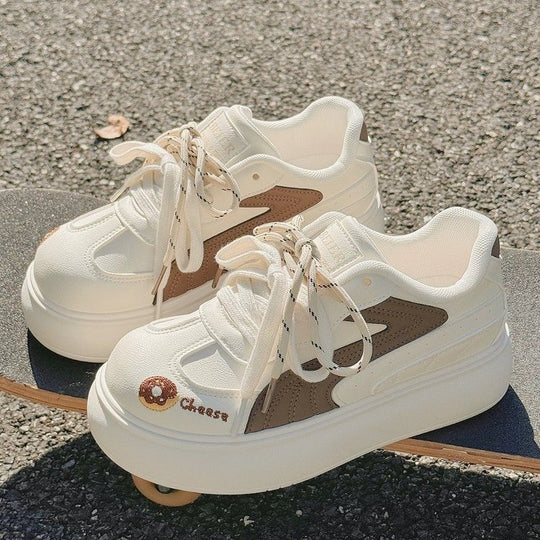 Damen Chunky Sneakers mit verspieltem Donut-Motiv und komfortabler Plattform-Sohle EB