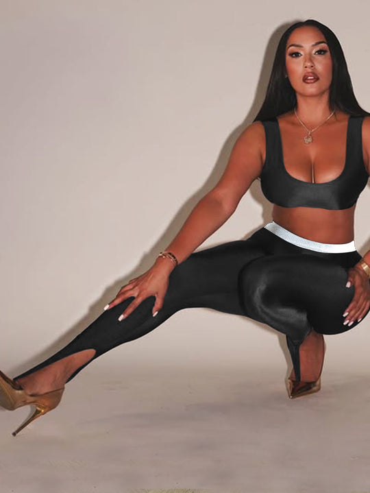 Damen Leggings mit stilvollen Cut-Outs und elastischem Komfortbund EB