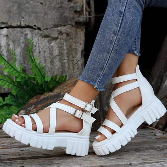 Damen Chunky Sandalen mit verstellbaren Riemen und rutschfester Sohle EB