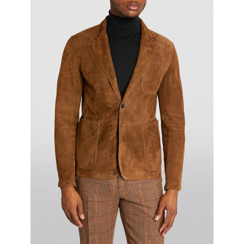 Herren Eleganter Wildlederblazer mit modernen Taschen und lässigem Schnitt EB