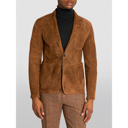 Herren Eleganter Wildlederblazer mit modernen Taschen und lässigem Schnitt EB