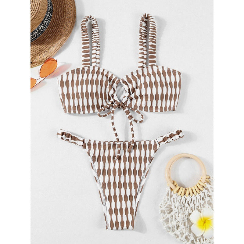Damen Triangel-Bikini mit modischem Wickel-Design und verstellbaren Trägern EB