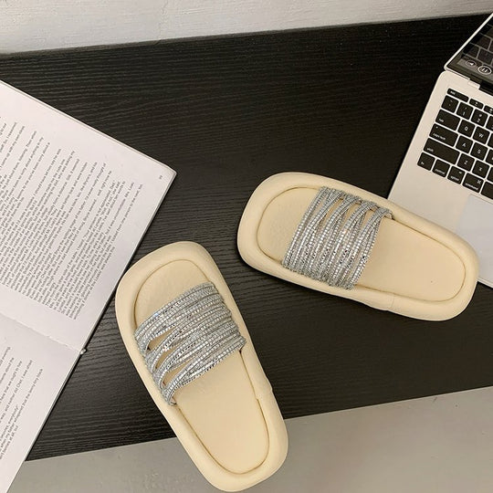 Damen modische Clogs mit eleganter Glitzerapplikation und bequemer Sohle EB