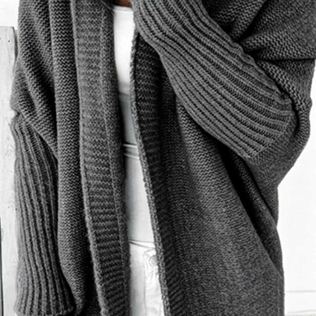 Damen Longline Kapuzen-Strickcardigan mit offener Front EB