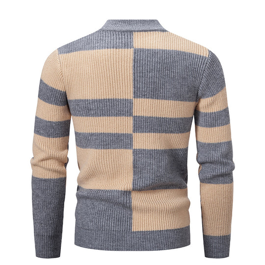 Herren moderner Rollkragenpullover mit strukturiertem Rippdesign EB