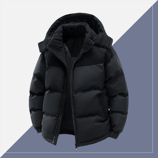 Herren wattierte Steppjacke mit hoher Kapuze, Cotelé-Schulterpaneelen und Zwei-Wege-Reißverschluss EB