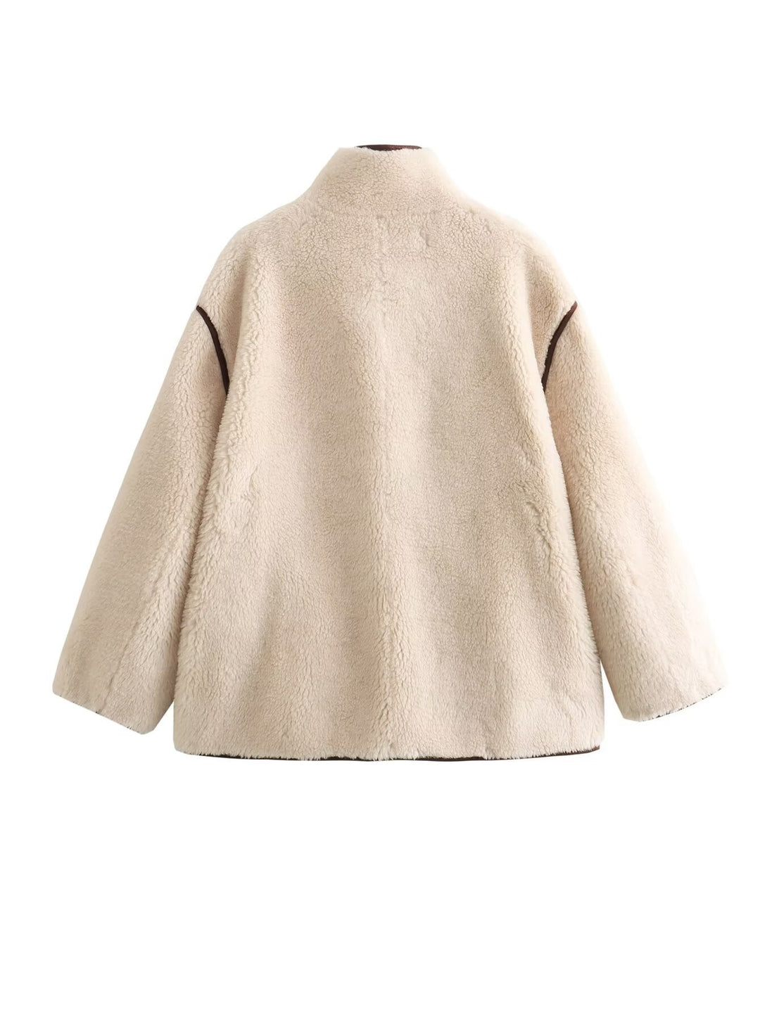 Damen Teddyfelljacke mit stylischem Stehkragen und praktischen Taschen EB