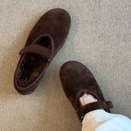 Damen Mokassins mit elegantem Riemen und kuscheligem Innenfutter EB