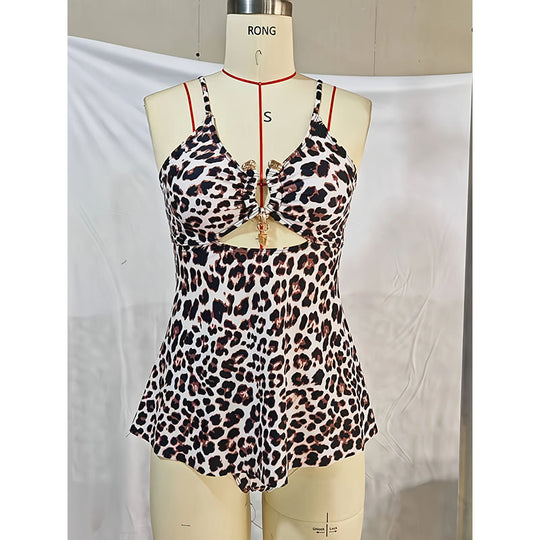 Damen trendiger Badeanzug mit schickem Cut-Out und Wasserfall-Saum EB