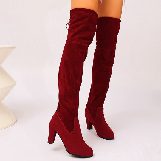 Damen Overknee-Stiefel mit modernem Design und elegantem Blockabsatz EB