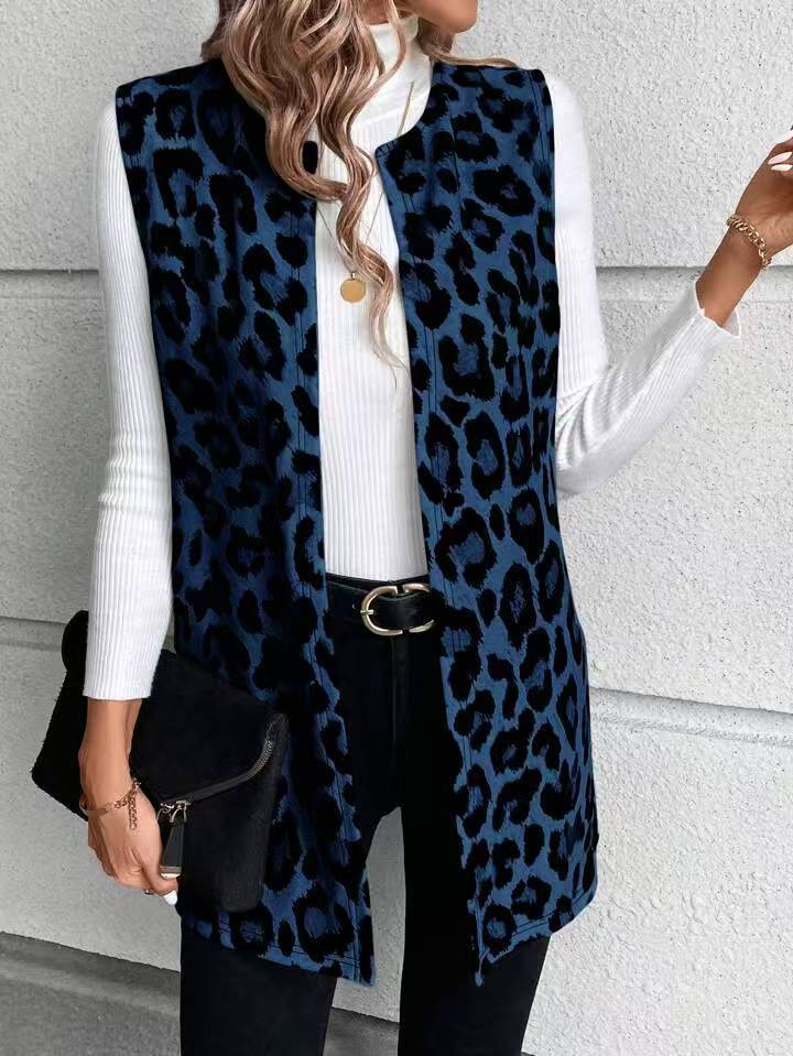 Damen Mode Weste mit Leopardenmuster EB