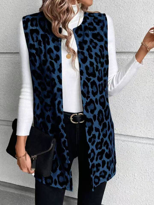 Damen Mode Weste mit Leopardenmuster EB