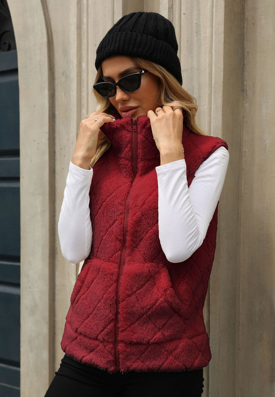 Damen Kuschelige Fleece-Weste mit Kapuze EB