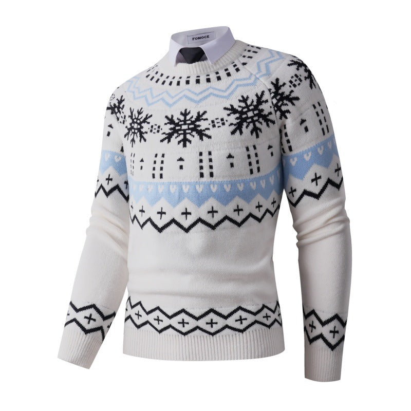 Herren modischer Strickpullover mit kreativem Schneemuster EB