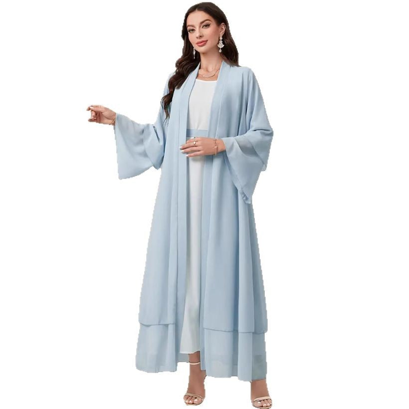 Damen Elegante lange Kimono-Jacke aus fließendem Stoff mit weitem Schnitt EB