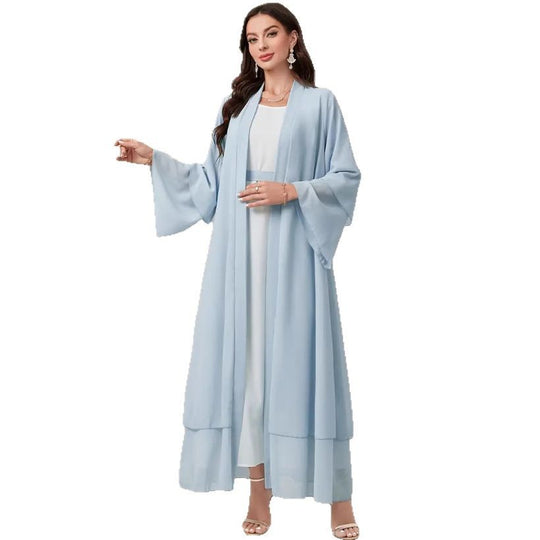 Damen Elegante lange Kimono-Jacke aus fließendem Stoff mit weitem Schnitt EB