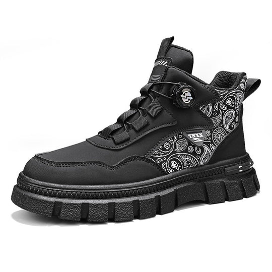 Damen Hochwertige High-Top Sneakers mit Paisleymuster und praktischen Schnellschnürsystem EB