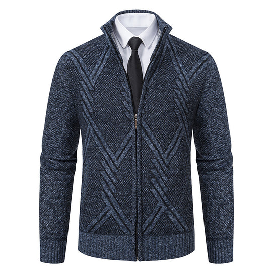 Herren Strickjacke mit modernem Zipper und strukturiertem Design EB