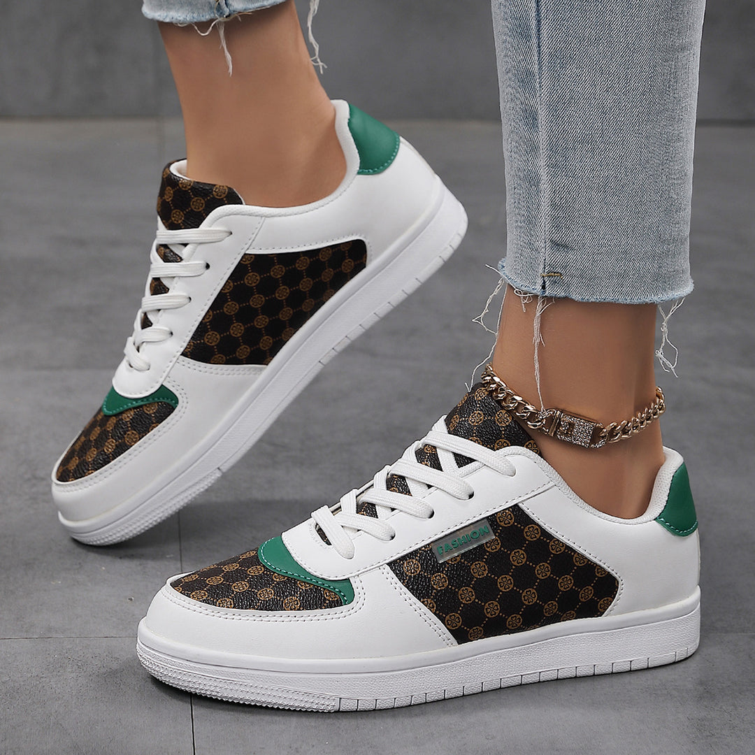 Damen modische Freizeit Sneakers mit Musterdruck und gepolsterter Sohle EB