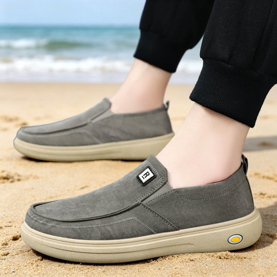 Herren nan lässiger Canvas-Slip-On Freizeitschuh mit Memory-Fußbett und stoßdämpfender Gummisohle EB