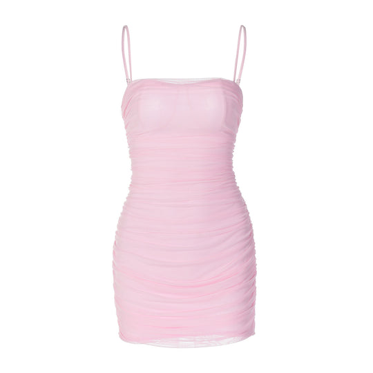Damen Mini-Kleid mit Raffung und trägerlosen Design EB