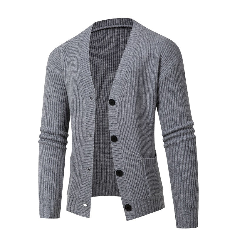 Herren modische Strickjacke mit feinem Rippstrickdesign EB