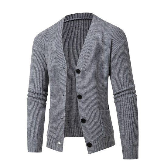 Herren modische Strickjacke mit feinem Rippstrickdesign EB