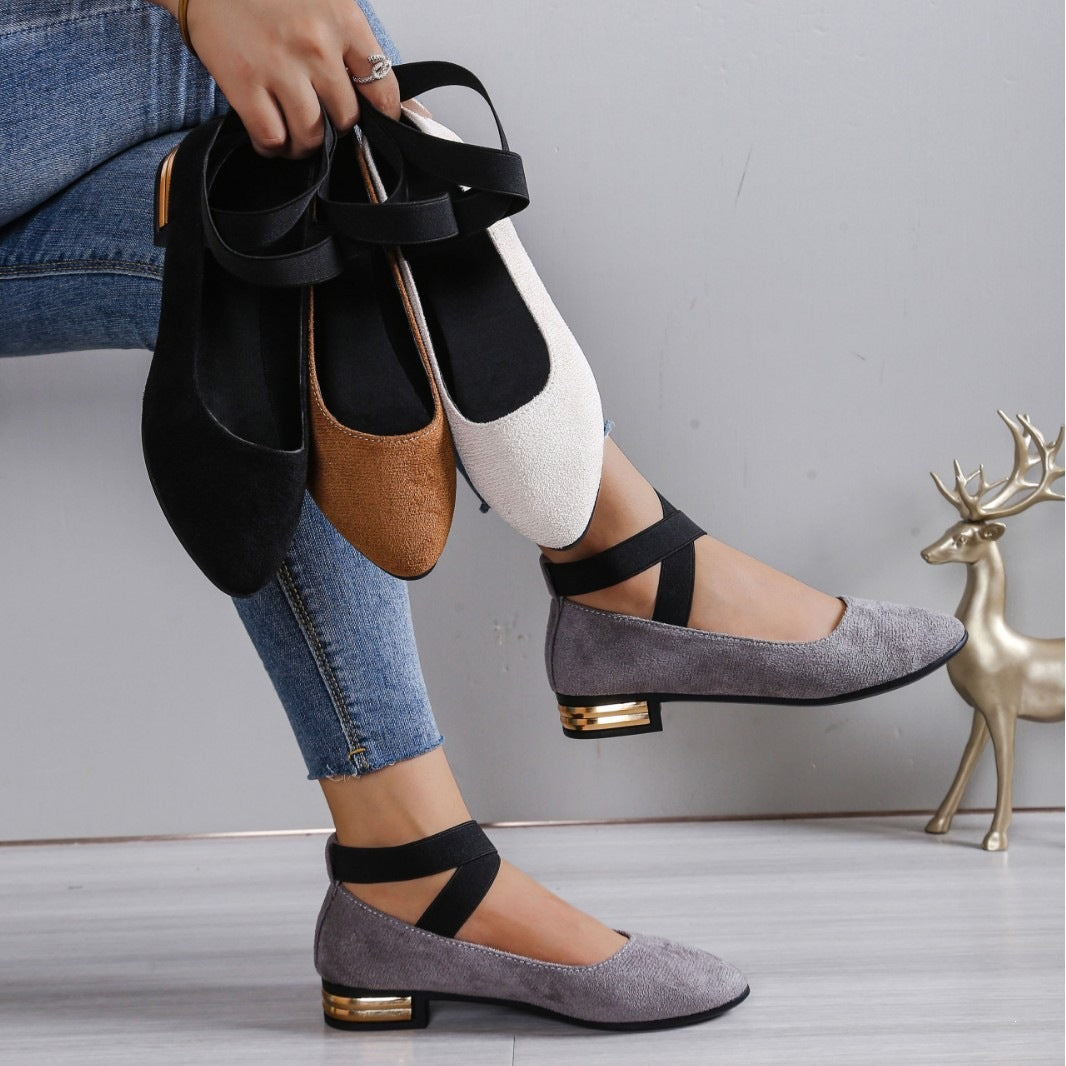 Damen Elegante Ballerinas mit elastischem Riemchen EB