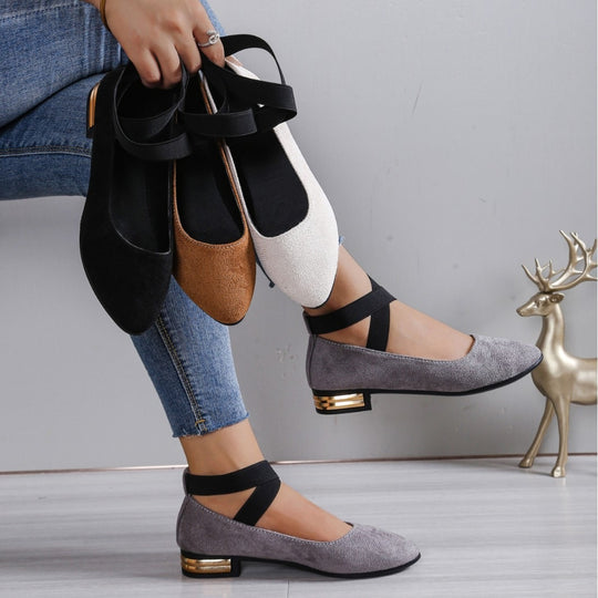 Damen Elegante Ballerinas mit elastischem Riemchen EB