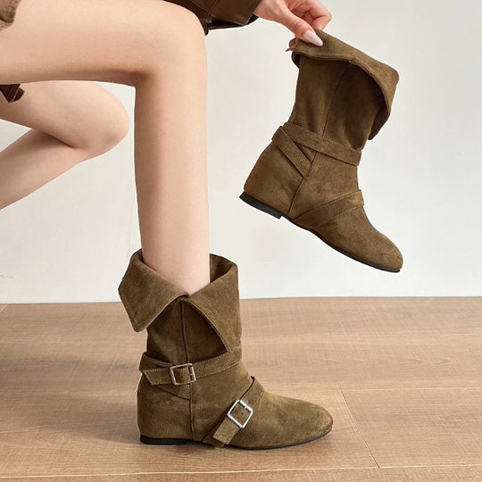 Damen Stiefeletten mit flexiblem Knöchelrisiko und stylischem Schnallenverschluss EB