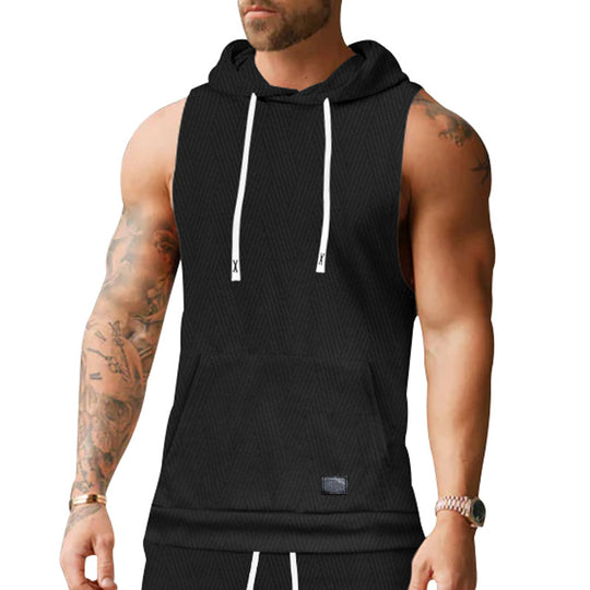 Unisex ärmelloses Kapuzenshirt mit Struktur EB