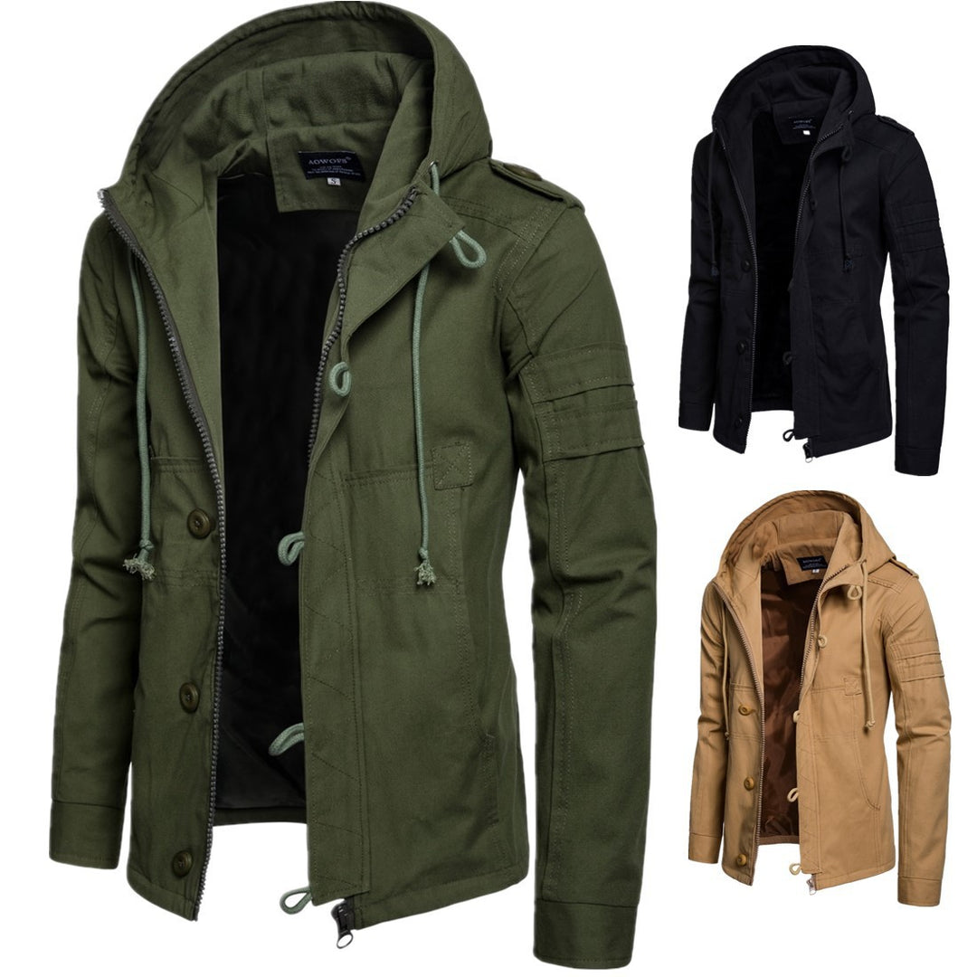Herren funktionale Outdoor-Jacke mit hohem Kragen und praktischen Taschen EB