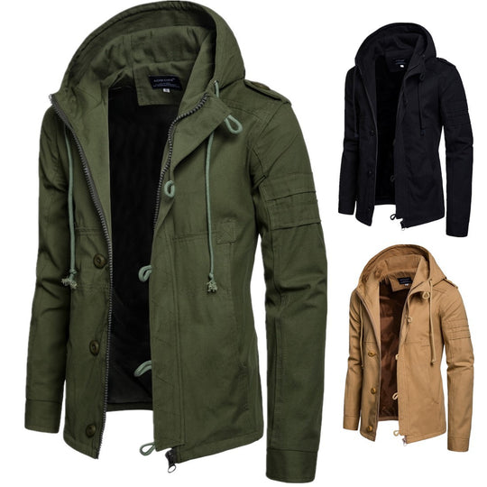 Herren funktionale Outdoor-Jacke mit hohem Kragen und praktischen Taschen EB
